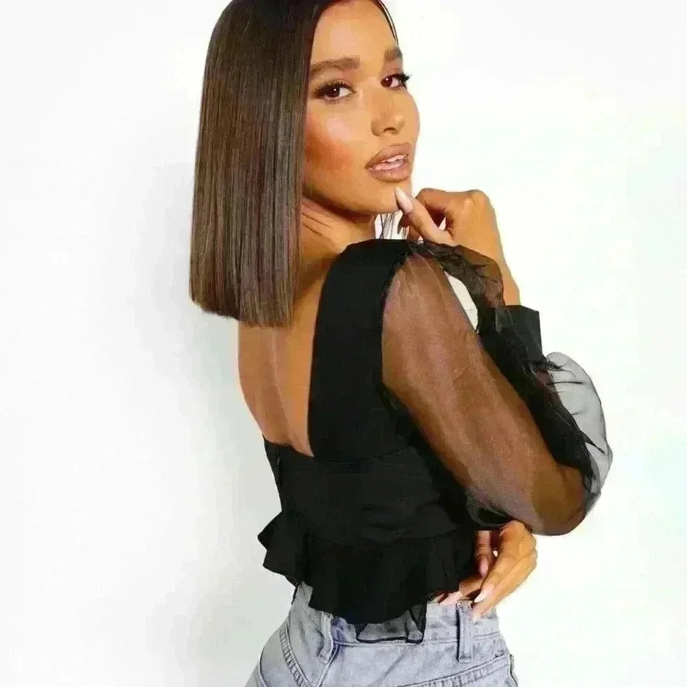 BOOHOO ORGANZA CROP TOP - Picture 2 of 2